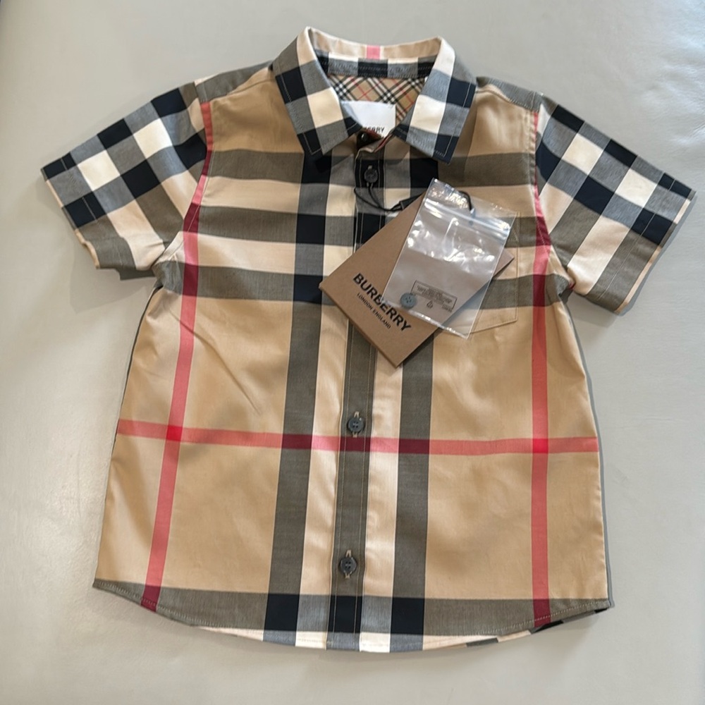 Baby Burberry Plaid Button Down Shirt Size 2Y NWT